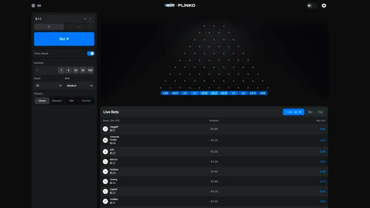 Visual style Plinko game